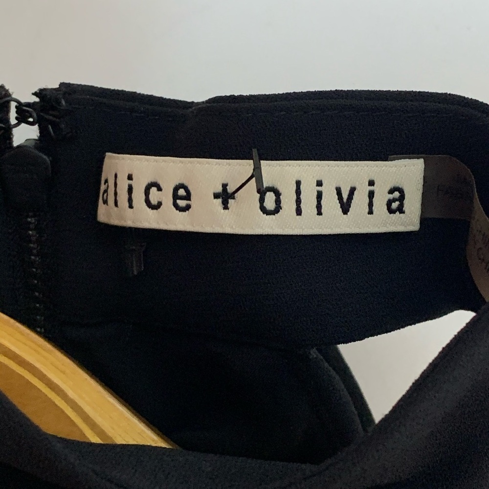 Alice + Olivia Black Cold-Shoulder Ruffle Halter Top - Picture 2 of 12